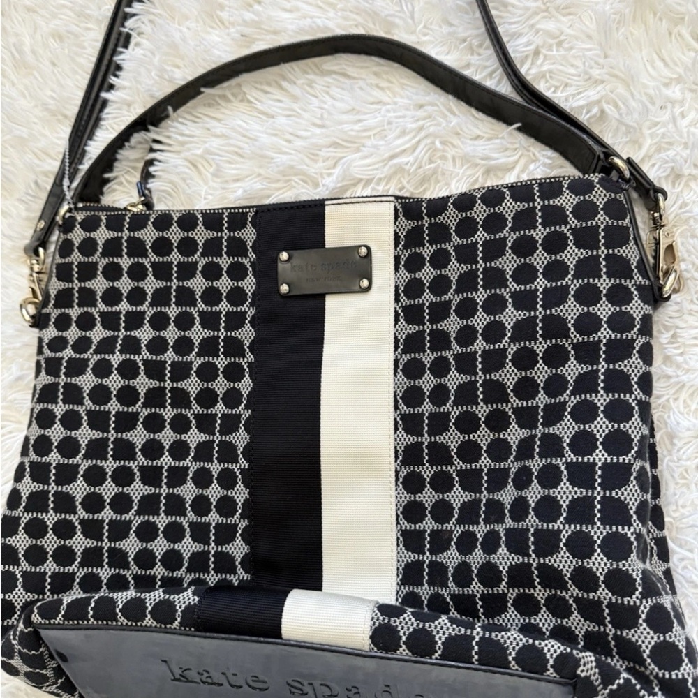 Kate Spade Black and Cream Geometric Shoulder Bag